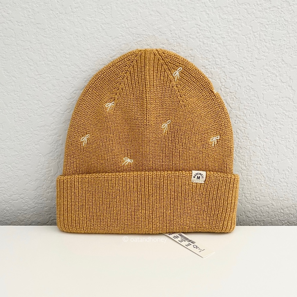 Madewell Bow Embroidered Re(sourced) Cotton Cuffed Beanie